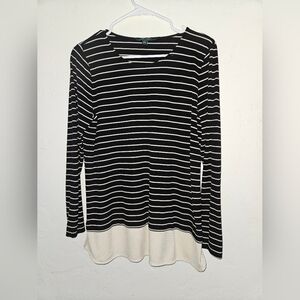 Lauren Ralp Lauren Striped Black and White Long Sleeve Top